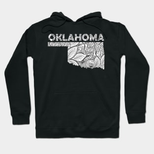 Mandala art map of Oklahoma with text in white Hoodie